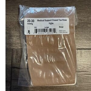 Ames Walker 20-30 mmHg Medical‎ Support Closed Toe Knee Highs Large Beige